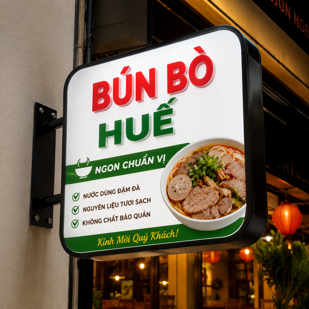 Mẫu hộp đèn mica quán ăn