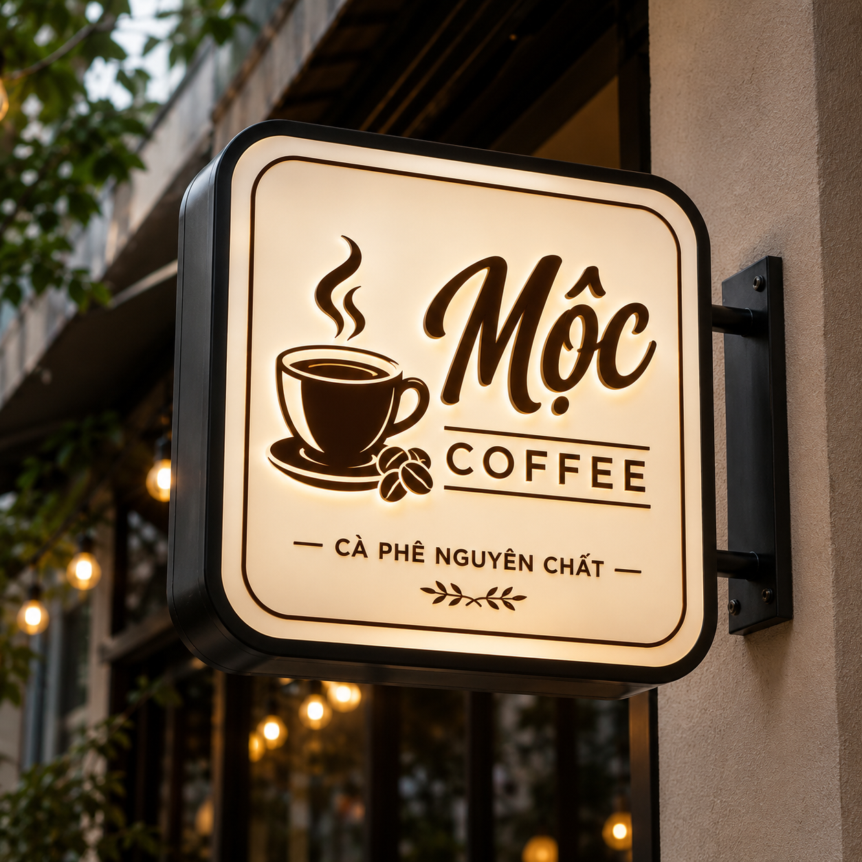 Mẫu hộp đèn mica quán cà phê