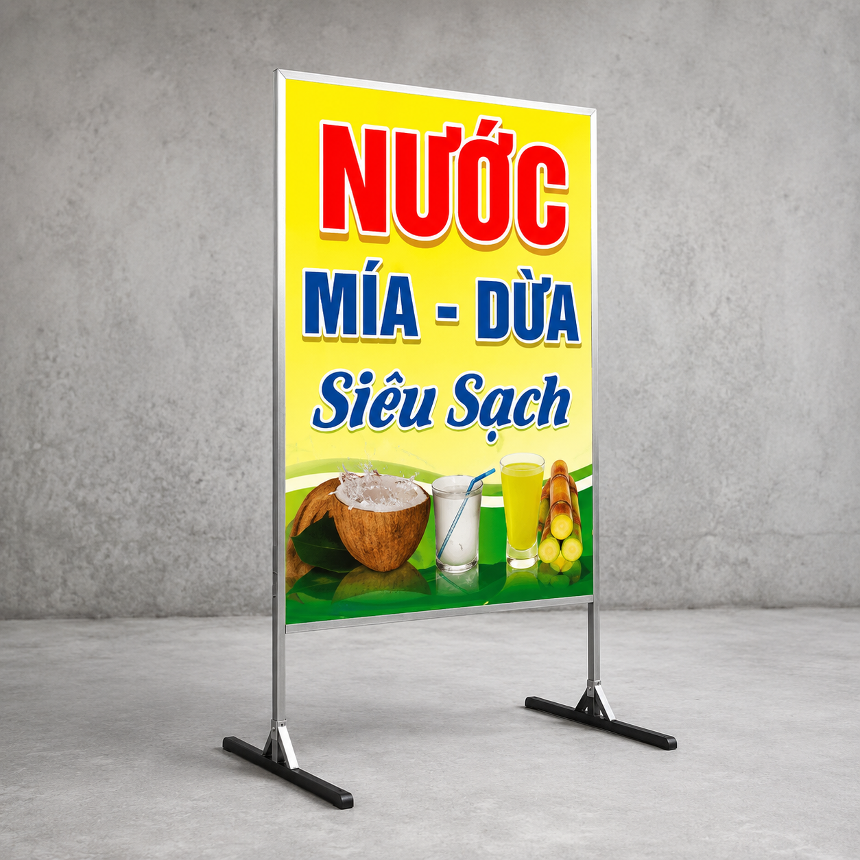 Bảng bạt có chân để vỉa hè cho quán ăn