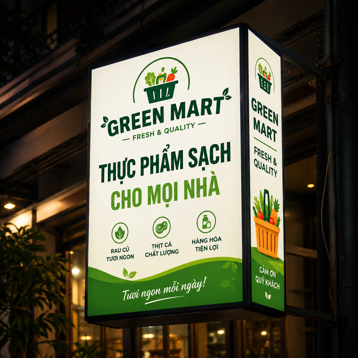 Hộp đèn bạt 2 mặt bảng vẫy tại Bờ Y