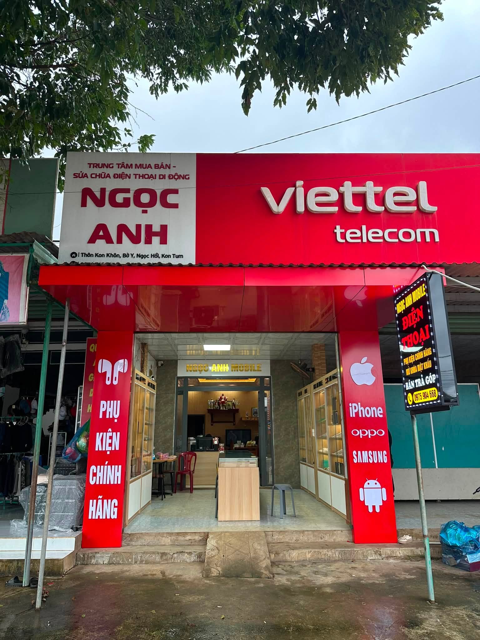 Thiết kế thi công bảng hiệu Ngọc Anh Mobile Bờ Y Quảng Ngãi
